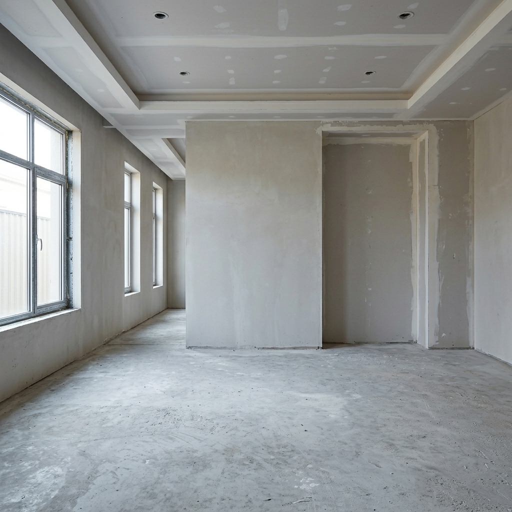 Living space before interior completion