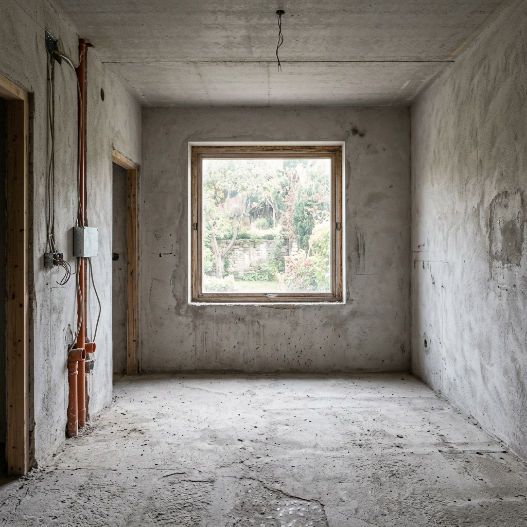 Bedroom before interior completion