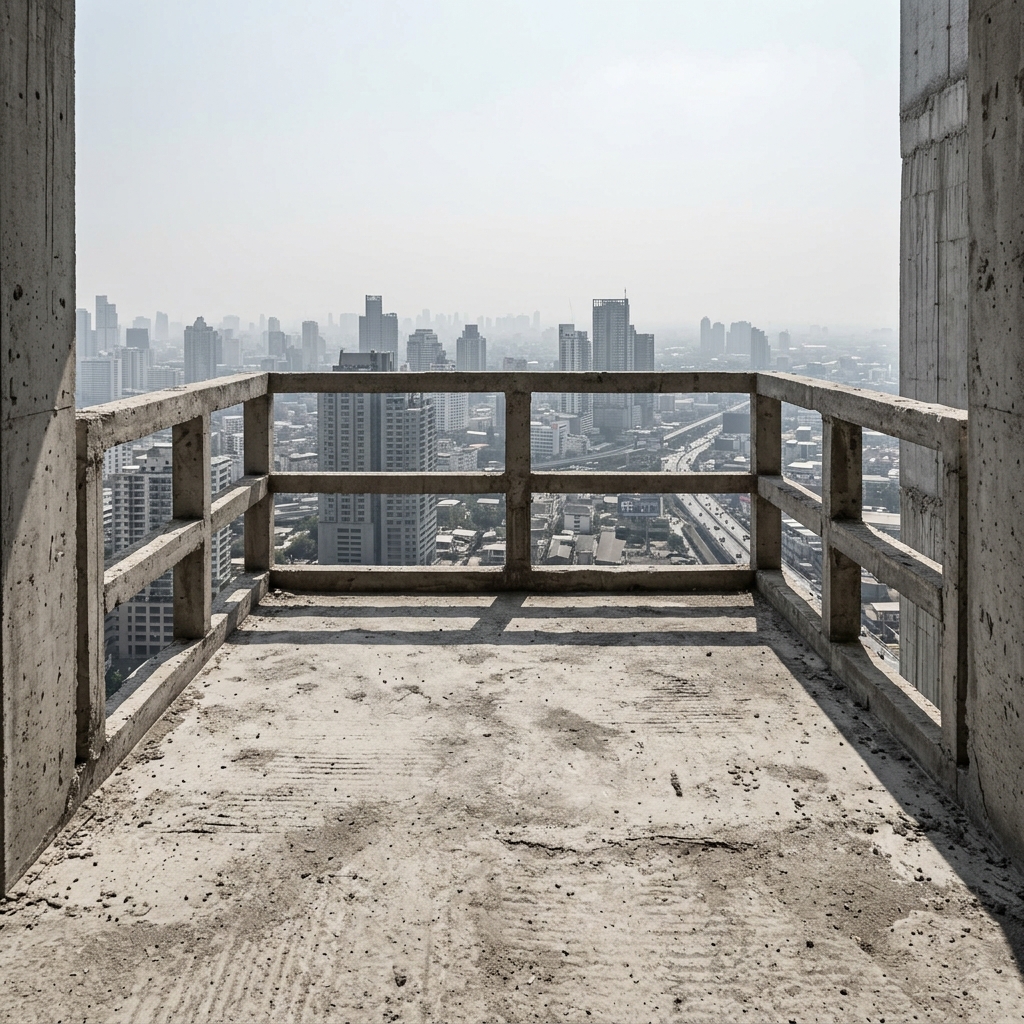 High-rise balcony before interior work